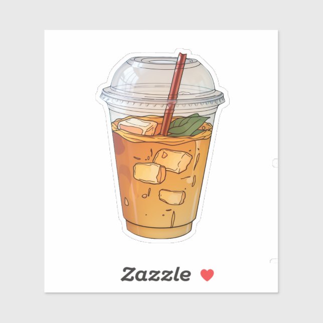 juice with ice in plastic cup sticker (Sheet)