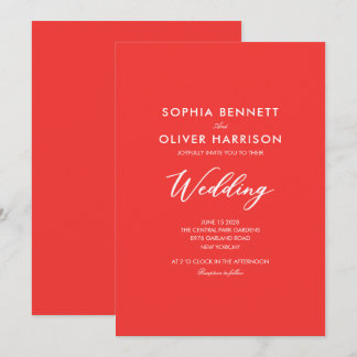 JUICIE RED SIMPLE CLASSIC WEDDING INVITE