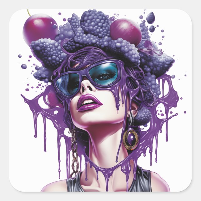Juicified Grape Lady Square Sticker (Front)