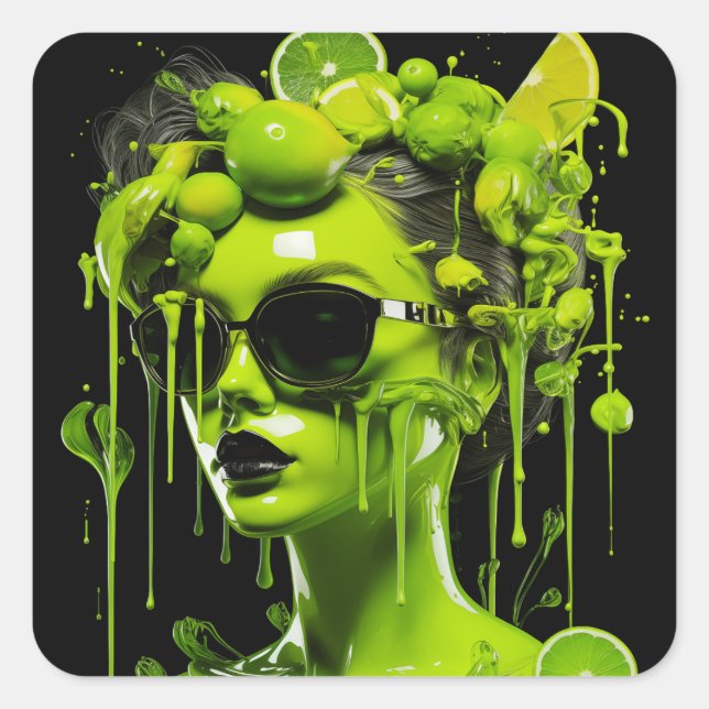 Juicified Lime Lady Square Sticker (Front)