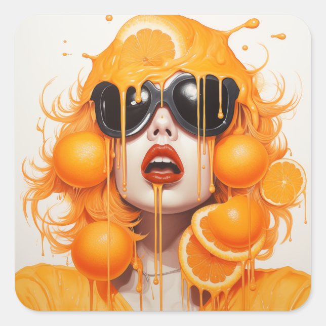 Juicified Orange Lady Square Sticker (Front)