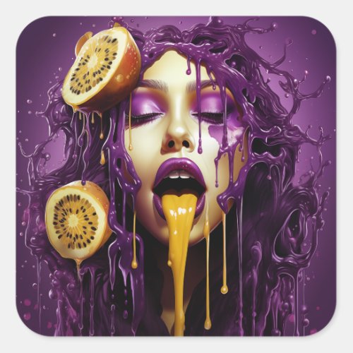 Juicified Passion Fruit Lady Square Sticker
