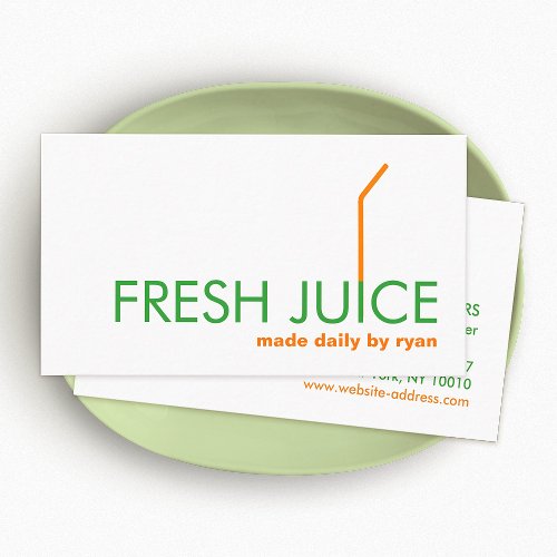 Juicing Juice Bar Company Orange Straw Logo Business Card