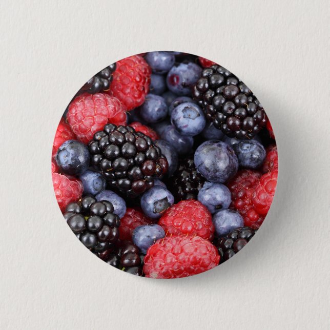 Juicy and Ripe Berry Fruit Medley Button (Front)