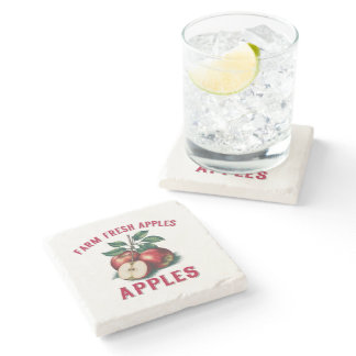 Juicy apples print stone coaster
