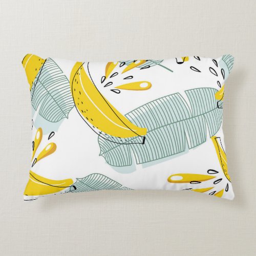 Juicy Bananas Bright Vintage Pattern Accent Pillow