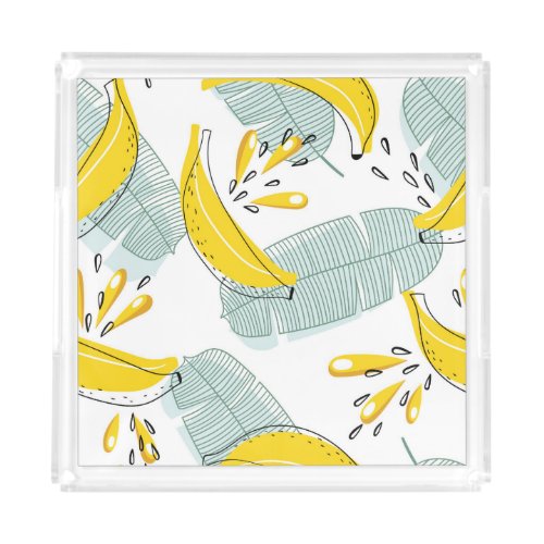 Juicy Bananas Bright Vintage Pattern Acrylic Tray