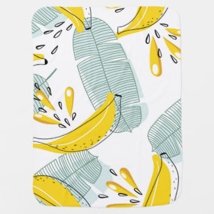 Juicy Bananas Bright Vintage Pattern Baby Blanket