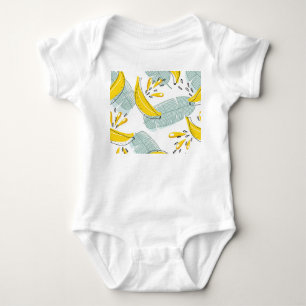 Juicy Bananas Bright Vintage Pattern Baby Bodysuit