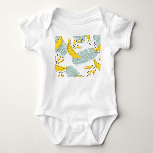 Juicy Bananas Bright Vintage Pattern Baby Bodysuit (Front)