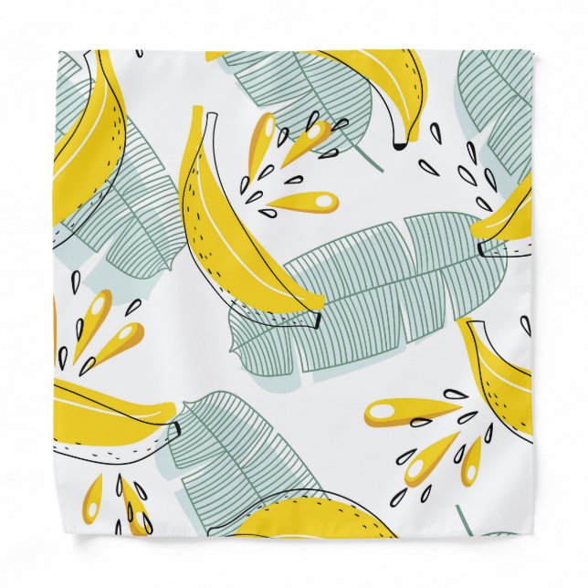 Juicy Bananas Bright Vintage Pattern Bandana (Front)