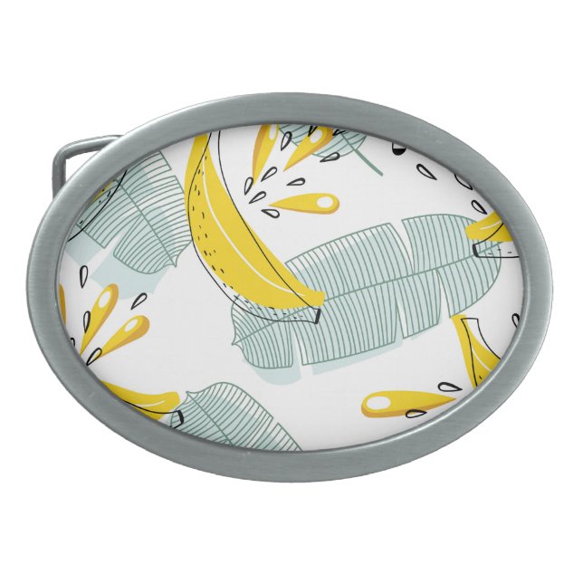 Juicy Bananas Bright Vintage Pattern Belt Buckle (Front)