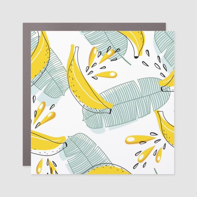 Juicy Bananas Bright Vintage Pattern Car Magnet (Front)