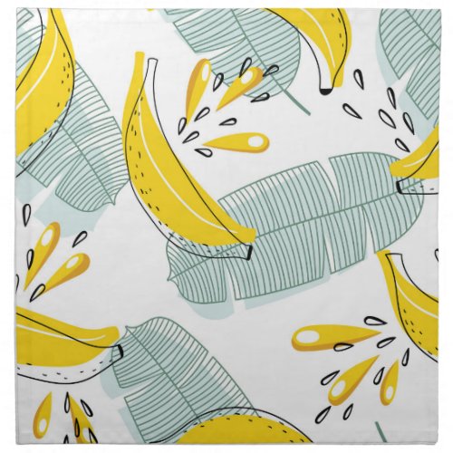 Juicy Bananas Bright Vintage Pattern Cloth Napkin