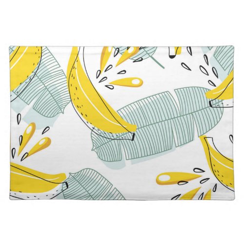 Juicy Bananas Bright Vintage Pattern Cloth Placemat