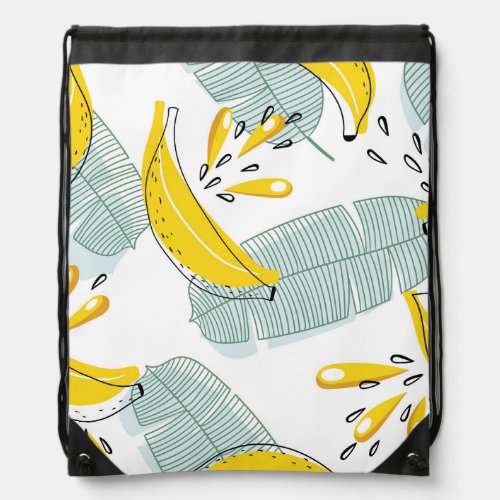Juicy Bananas Bright Vintage Pattern Drawstring Bag