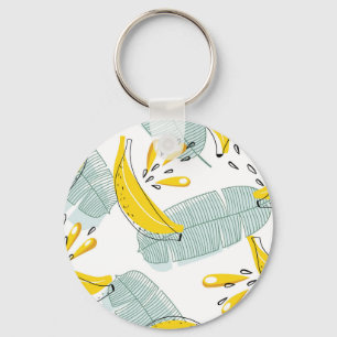 Juicy Bananas Bright Vintage Pattern Keychain
