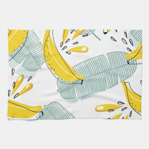 Juicy Bananas Bright Vintage Pattern Kitchen Towel