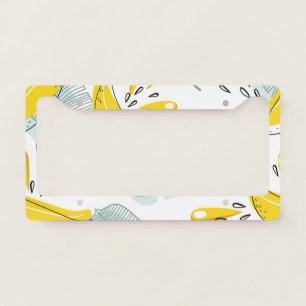 Juicy Bananas Bright Vintage Pattern License Plate Frame