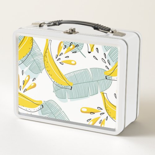 Juicy Bananas Bright Vintage Pattern Metal Lunch Box