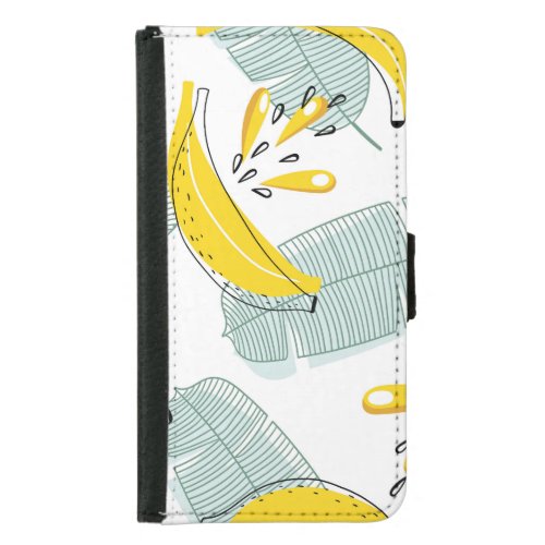 Juicy Bananas Bright Vintage Pattern Samsung Galaxy S5 Wallet Case