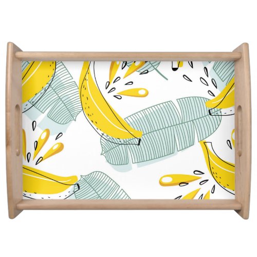 Juicy Bananas Bright Vintage Pattern Serving Tray