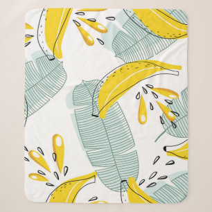 Juicy Bananas Bright Vintage Pattern Sherpa Blanket