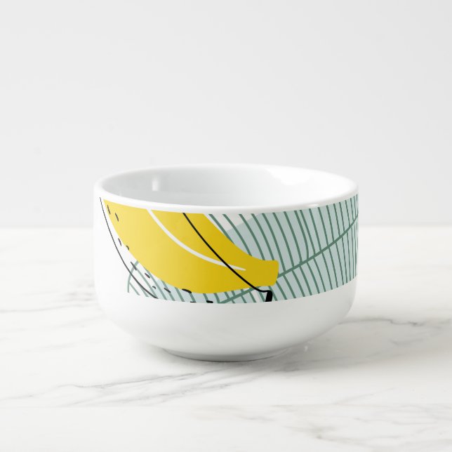 Juicy Bananas Bright Vintage Pattern Soup Mug (Front)