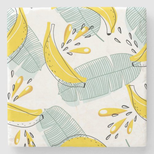 Juicy Bananas Bright Vintage Pattern Stone Coaster