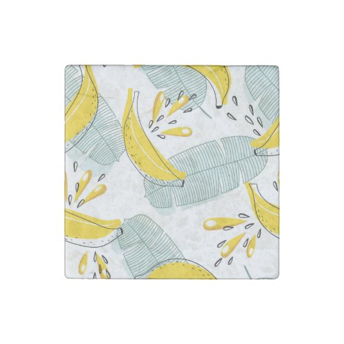 Juicy Bananas Bright Vintage Pattern Stone Magnet