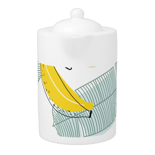 Juicy Bananas Bright Vintage Pattern Teapot (Front)