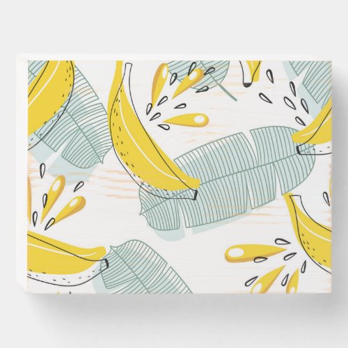 Juicy Bananas Bright Vintage Pattern Wooden Box Sign