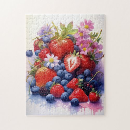 Juicy Berries Watercolor Jigsaw Puzzle