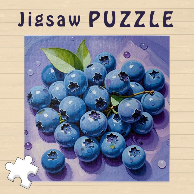 Juicy Blueberries green Leaves Painting  -  Jigsaw Puzzle (Creator Uploaded)