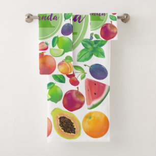 Juicy bright fruits bath towel set
