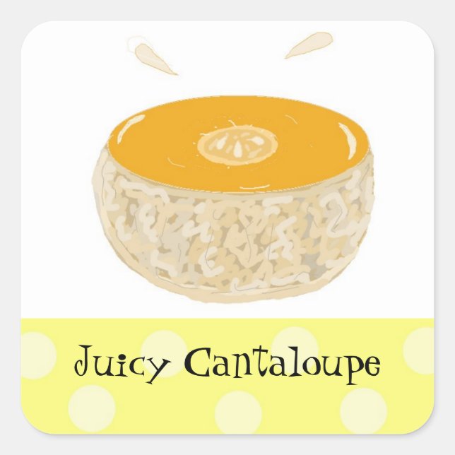 Juicy Cantaloupe Fruit Square Sticker (Front)