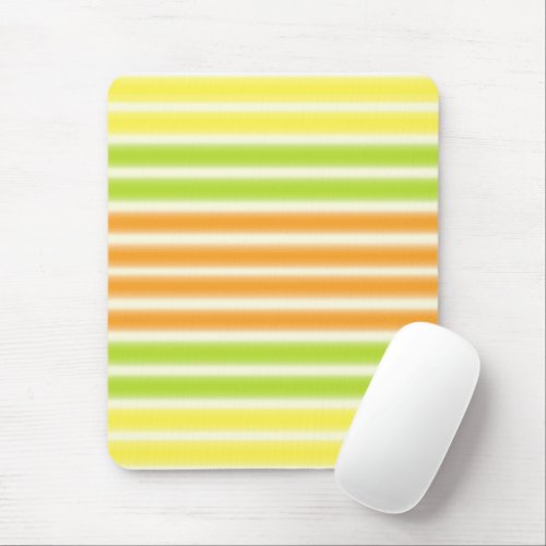 Juicy Citrus Lemon Lime And Orange Stripes Mouse Pad