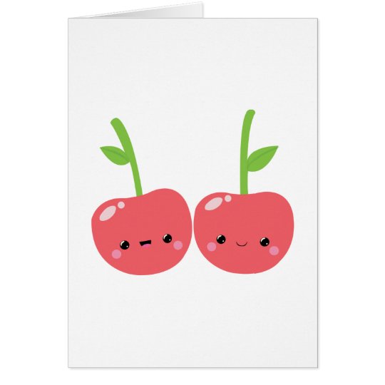 Juicy Cute Kawaii Cherries Card