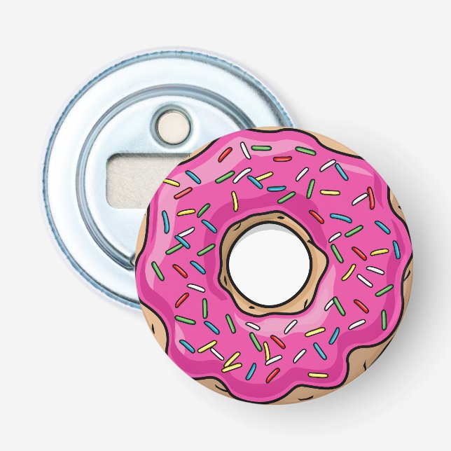 Juicy Delicious Pink Sprinkled Donut Bottle Opener (Front)