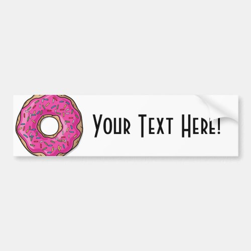 Juicy Delicious Pink Sprinkled Donut Bumper Sticker