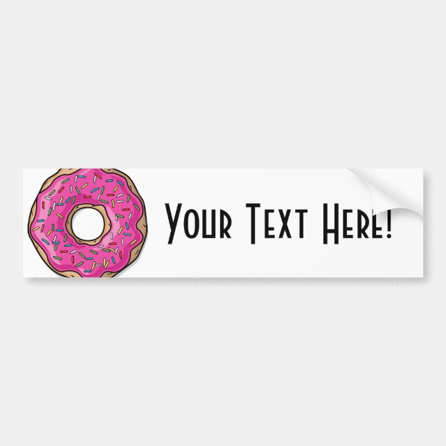 Juicy Delicious Pink Sprinkled Donut Bumper Sticker (Front)