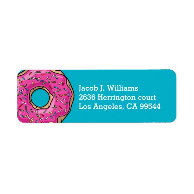 Juicy Delicious Pink Sprinkled Donut Label (Front)