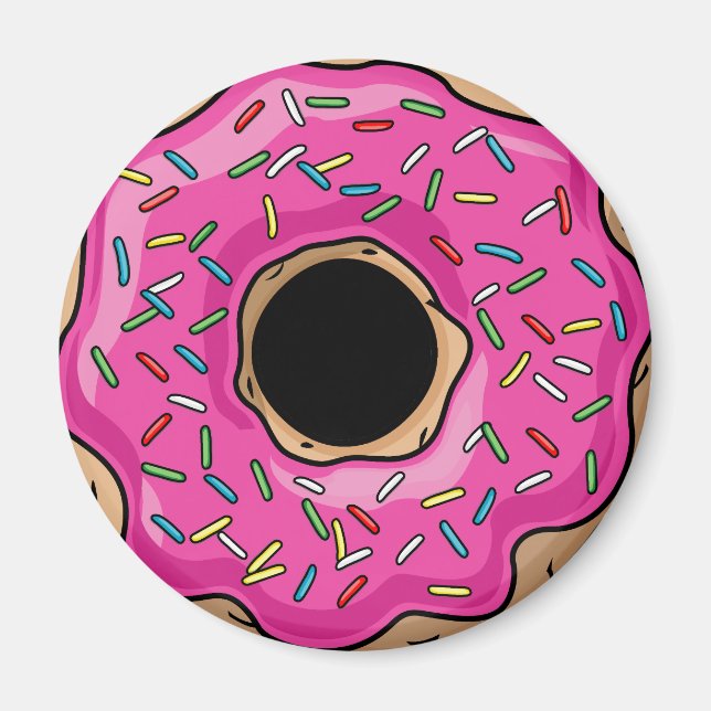 Juicy Delicious Pink Sprinkled Donut Magnet (Front)