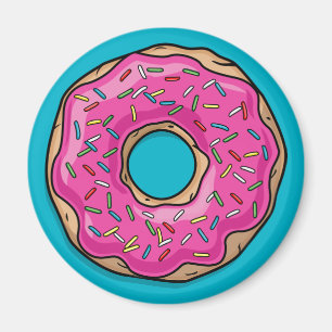 Juicy Delicious Pink Sprinkled Donut Magnet
