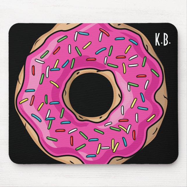 Juicy Delicious Pink Sprinkled Donut Mouse Pad (Front)