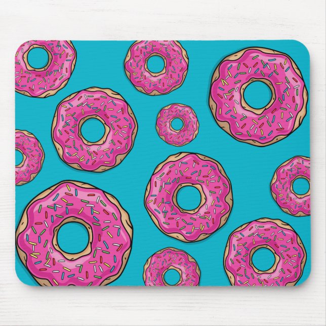 Juicy Delicious Pink Sprinkled Donut Mouse Pad (Front)