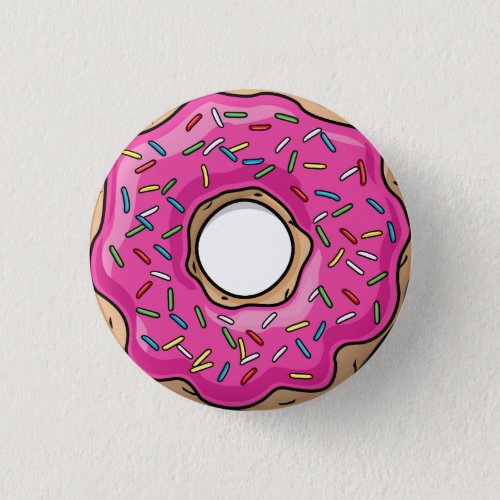 Juicy Delicious Pink Sprinkled Donut Pinback Button