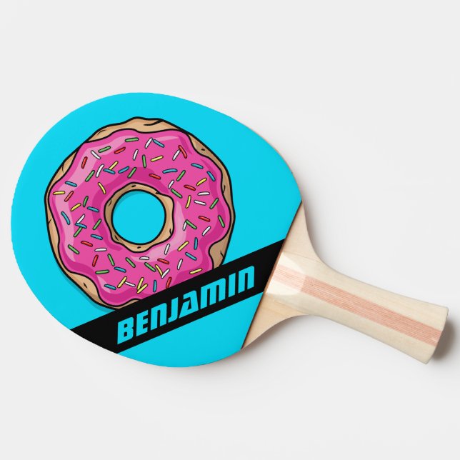 Juicy Delicious Pink Sprinkled Donut Ping-Pong Paddle (Side)