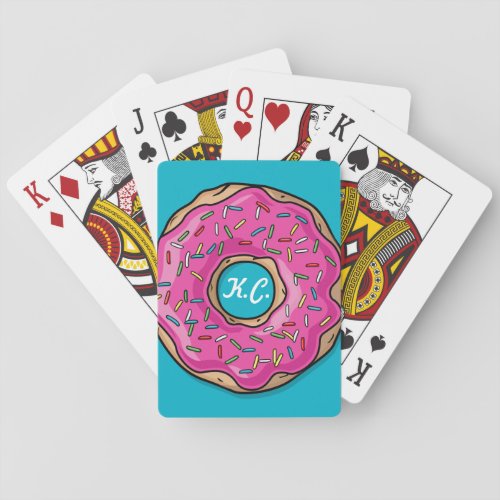 Juicy Delicious Pink Sprinkled Donut Playing Cards