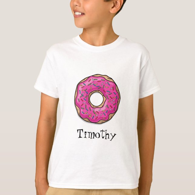 Juicy Delicious Pink Sprinkled Donut T-Shirt (Front)